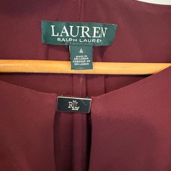 Lauren Ralph Lauren Burgundy Ruched Sheath Dress Size 4 - Picture 9 of 10